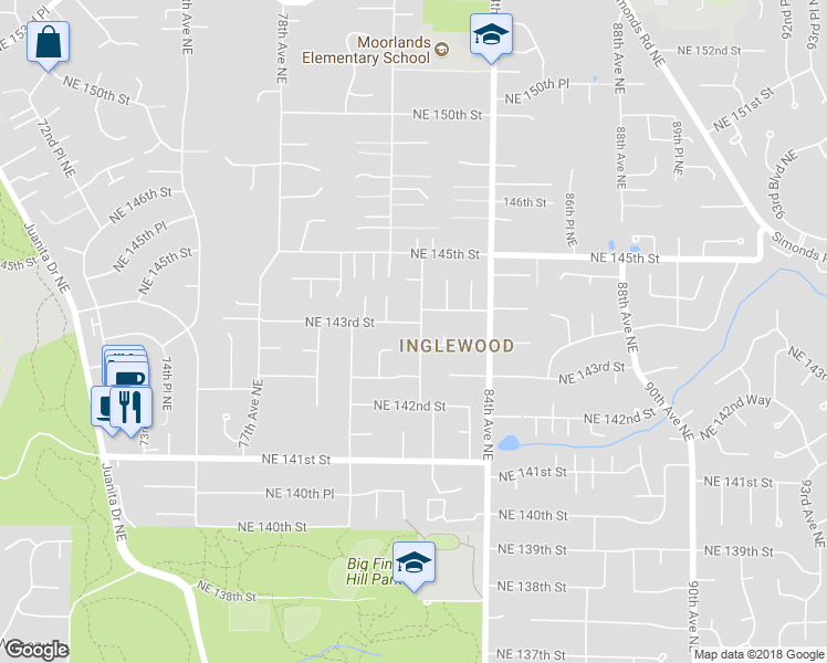 map of restaurants, bars, coffee shops, grocery stores, and more near 14311 82nd Avenue Northeast in Kirkland