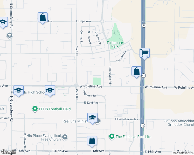 map of restaurants, bars, coffee shops, grocery stores, and more near 3399 East Lashawn Court in Post Falls