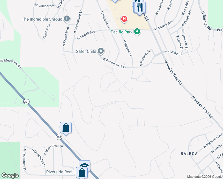 map of restaurants, bars, coffee shops, grocery stores, and more near 8007 North Valerie Street in Spokane