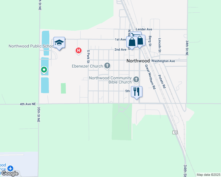map of restaurants, bars, coffee shops, grocery stores, and more near 415 North Doheny Street in Northwood