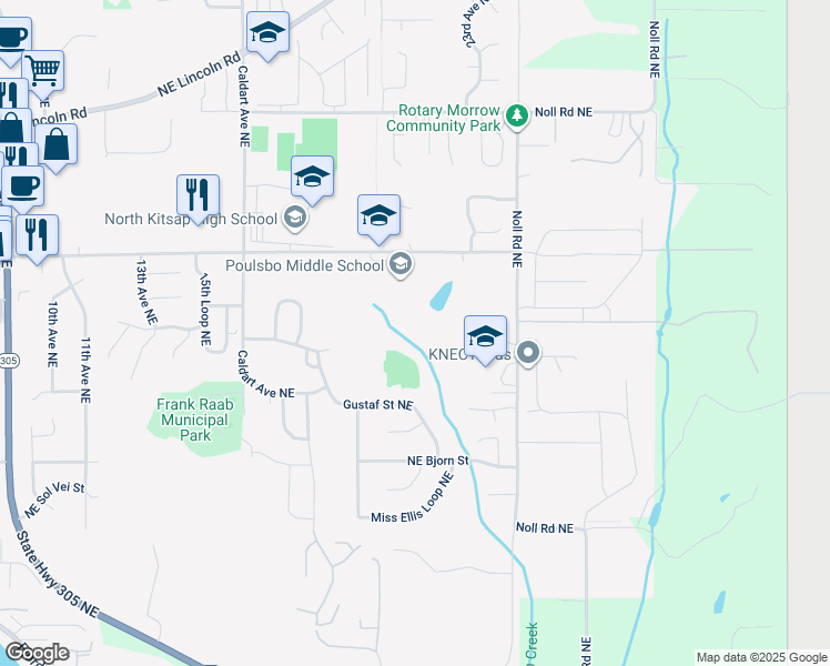 map of restaurants, bars, coffee shops, grocery stores, and more near 18531 Noll Road Northeast in Poulsbo
