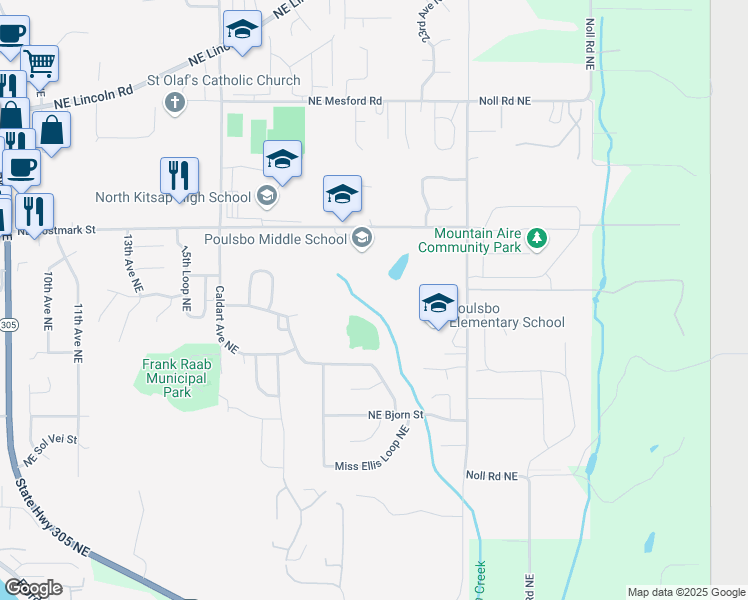 map of restaurants, bars, coffee shops, grocery stores, and more near 18531 Noll Road Northeast in Poulsbo