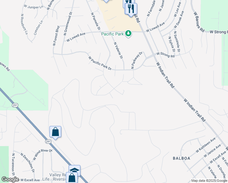 map of restaurants, bars, coffee shops, grocery stores, and more near 8027 North Pamela Street in Spokane