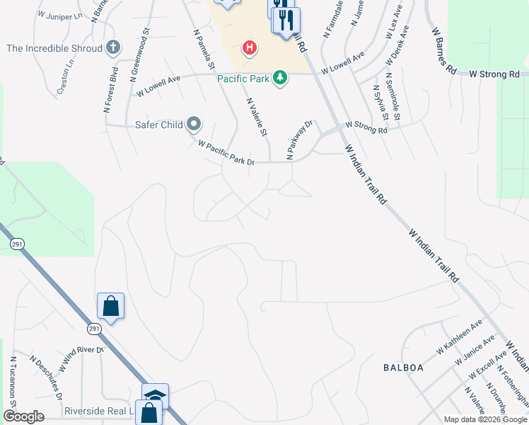 map of restaurants, bars, coffee shops, grocery stores, and more near 8010 North Pamela Street in Spokane