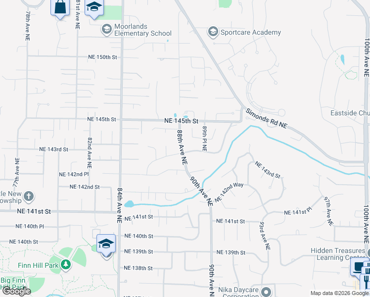 map of restaurants, bars, coffee shops, grocery stores, and more near 8818 Northeast 144th Street in Kirkland