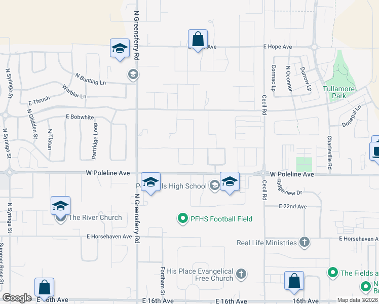 map of restaurants, bars, coffee shops, grocery stores, and more near 2777 North Madeira Loop in Post Falls