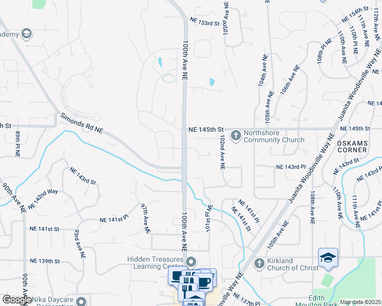 map of restaurants, bars, coffee shops, grocery stores, and more near 14435 101st Place Northeast in Kirkland