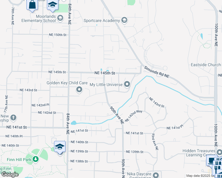 map of restaurants, bars, coffee shops, grocery stores, and more near 8818 Northeast 144th Street in Kirkland
