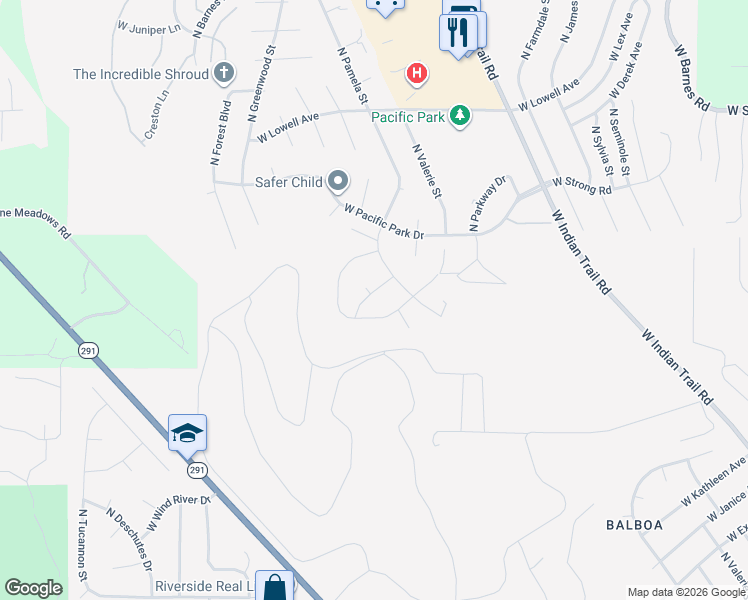 map of restaurants, bars, coffee shops, grocery stores, and more near 8007 North Valerie Street in Spokane