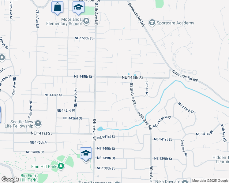 map of restaurants, bars, coffee shops, grocery stores, and more near 14432 86th Place Northeast in Bothell