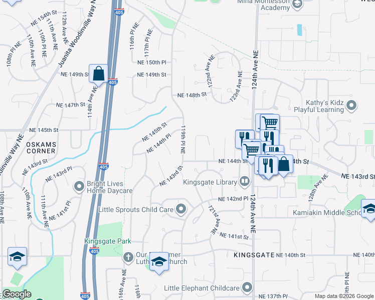 map of restaurants, bars, coffee shops, grocery stores, and more near in Kirkland