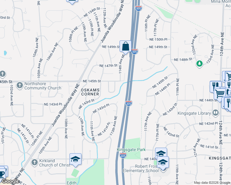 map of restaurants, bars, coffee shops, grocery stores, and more near 14339 113th Avenue Northeast in Kirkland