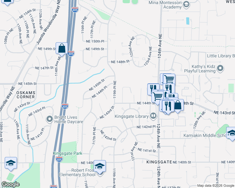 map of restaurants, bars, coffee shops, grocery stores, and more near in Kirkland