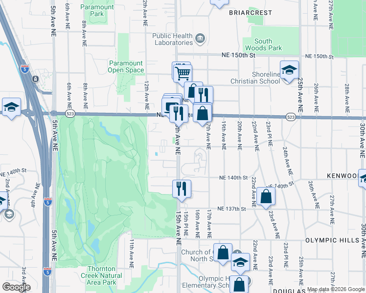 map of restaurants, bars, coffee shops, grocery stores, and more near in Seattle