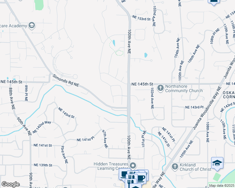 map of restaurants, bars, coffee shops, grocery stores, and more near 9922 Northeast 144th Lane in Kirkland