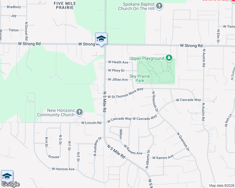 map of restaurants, bars, coffee shops, grocery stores, and more near 8111 North Camilla Marie Court in Spokane