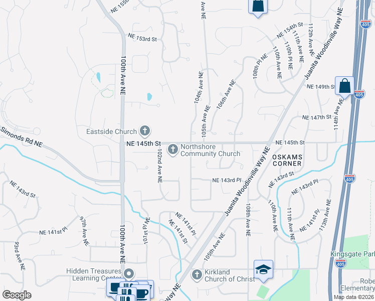 map of restaurants, bars, coffee shops, grocery stores, and more near 14379 104th Avenue Northeast in Kirkland