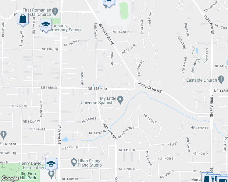 map of restaurants, bars, coffee shops, grocery stores, and more near 14452 89th Place Northeast in Kirkland