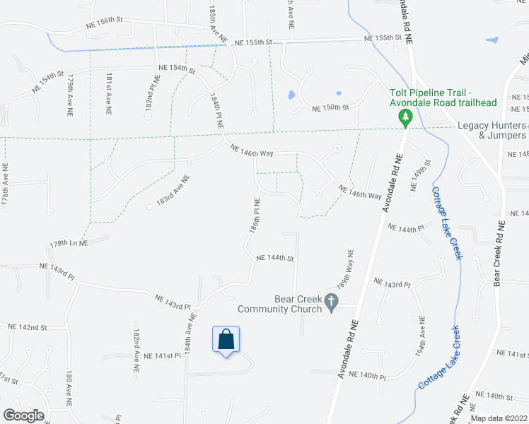 map of restaurants, bars, coffee shops, grocery stores, and more near 14504 186th Place Northeast in Woodinville
