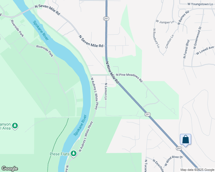 map of restaurants, bars, coffee shops, grocery stores, and more near 8212 North Lemon Lane in Nine Mile Falls