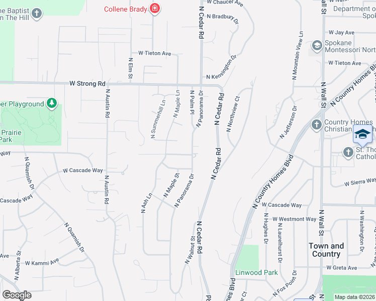 map of restaurants, bars, coffee shops, grocery stores, and more near 8209 North Panorama Drive in Spokane