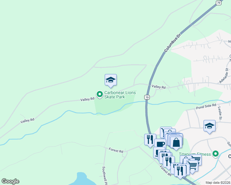 map of restaurants, bars, coffee shops, grocery stores, and more near 88 Valley Road in Carbonear
