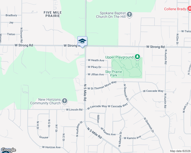 map of restaurants, bars, coffee shops, grocery stores, and more near 8111 North Camilla Marie Court in Spokane