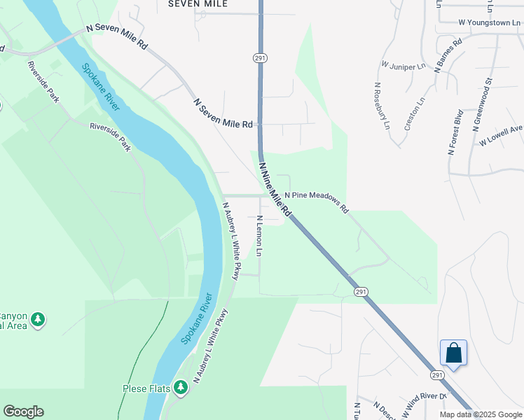map of restaurants, bars, coffee shops, grocery stores, and more near 8212 North Lemon Lane in Nine Mile Falls