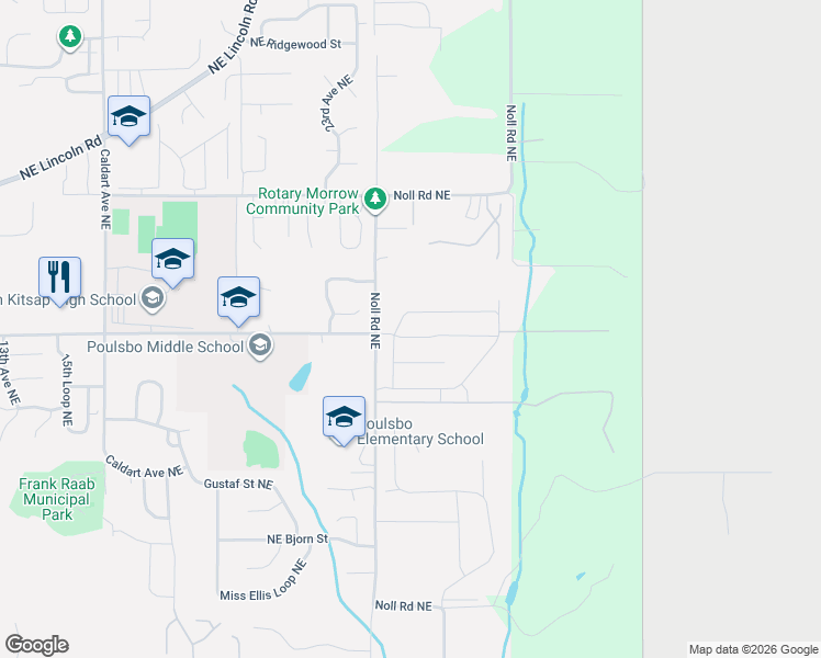 map of restaurants, bars, coffee shops, grocery stores, and more near 2416 NE Boulderstone Court in Poulsbo