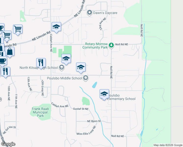 map of restaurants, bars, coffee shops, grocery stores, and more near 2126 Northeast Hostmark Street in Poulsbo