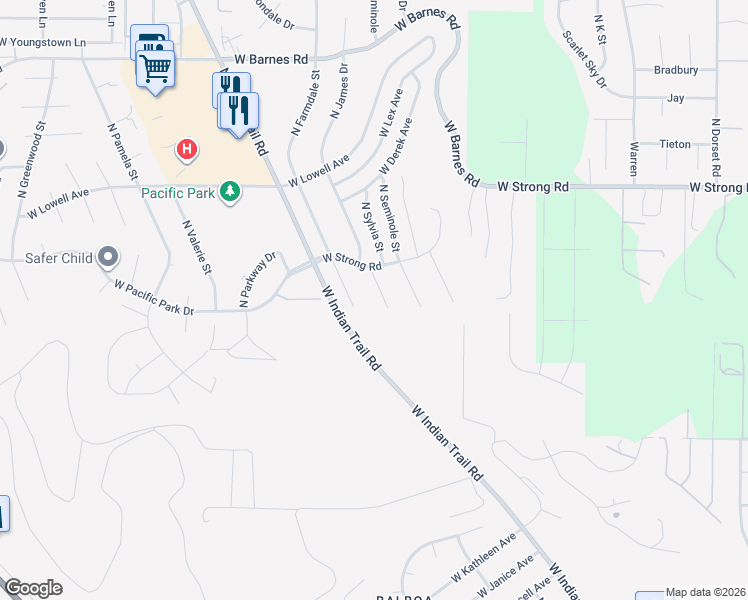 map of restaurants, bars, coffee shops, grocery stores, and more near 8416 North James Court in Spokane