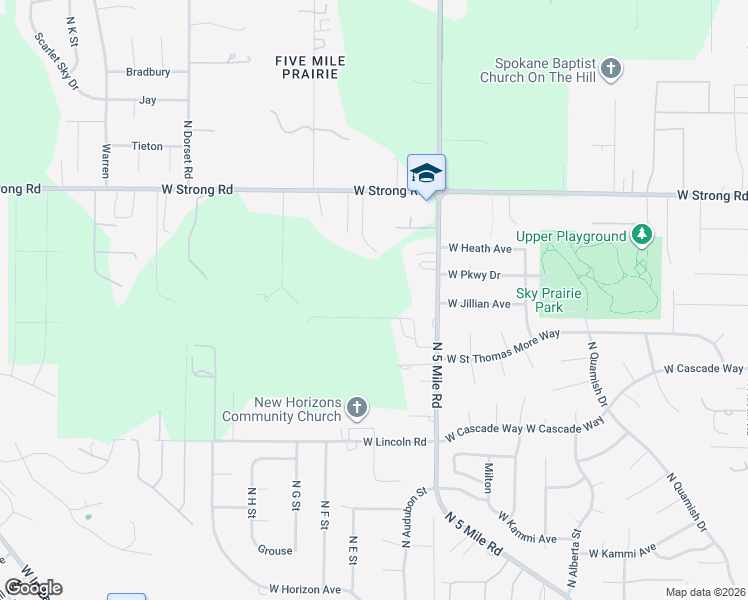 map of restaurants, bars, coffee shops, grocery stores, and more near 8313 North 5 Mile Road in Spokane