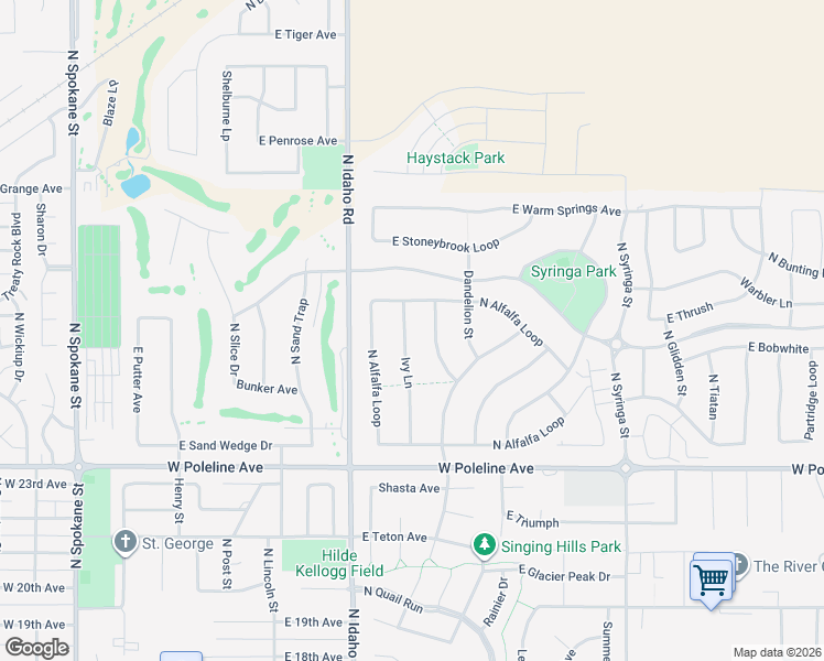 map of restaurants, bars, coffee shops, grocery stores, and more near 2806 Ivy Lane in Post Falls