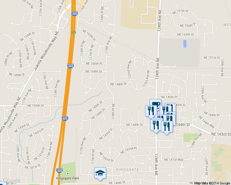 map of restaurants, bars, coffee shops, grocery stores, and more near 14516 119th Avenue Northeast in Kirkland