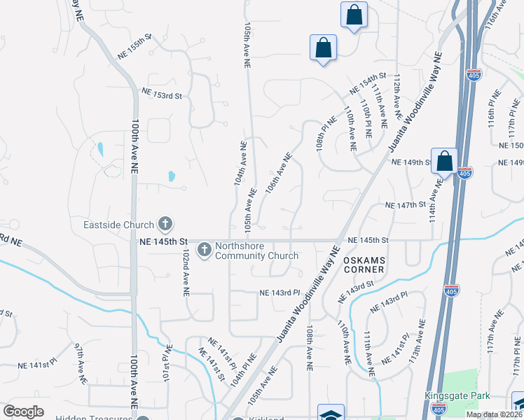 map of restaurants, bars, coffee shops, grocery stores, and more near 14621 106th Avenue Northeast in Kirkland