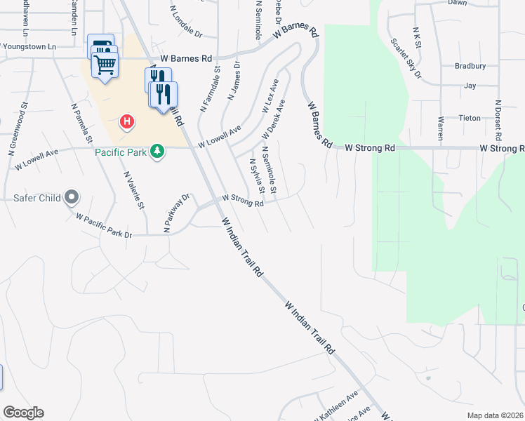 map of restaurants, bars, coffee shops, grocery stores, and more near 8416 North James Court in Spokane