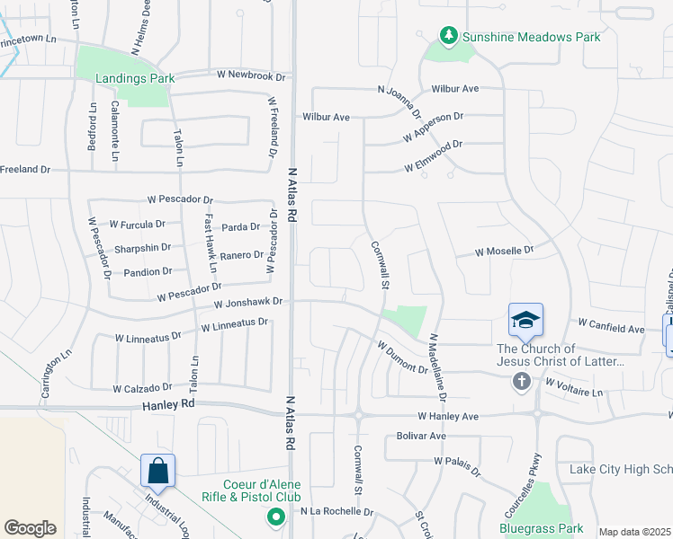 map of restaurants, bars, coffee shops, grocery stores, and more near 6924 North Gassendi Drive in Coeur d'Alene