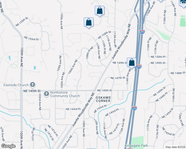 map of restaurants, bars, coffee shops, grocery stores, and more near 10813 Northeast 147th Lane in Bothell