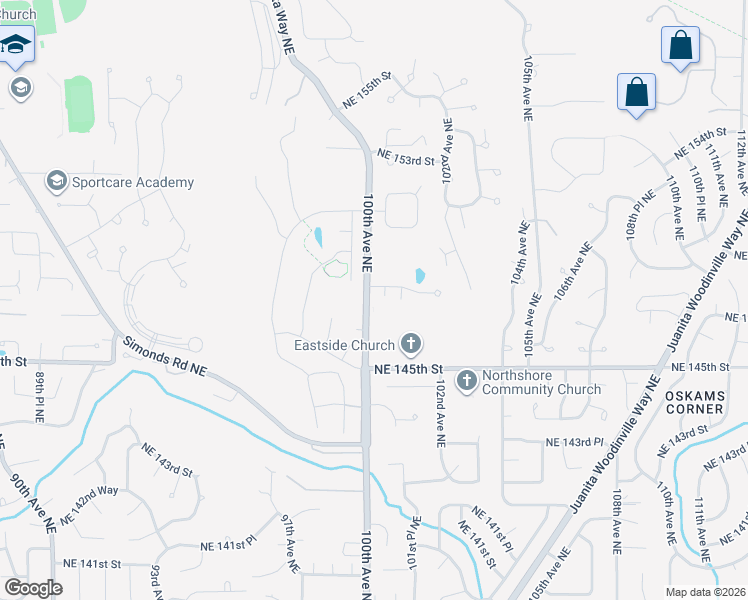 map of restaurants, bars, coffee shops, grocery stores, and more near 14539 100th Avenue Northeast in Bothell
