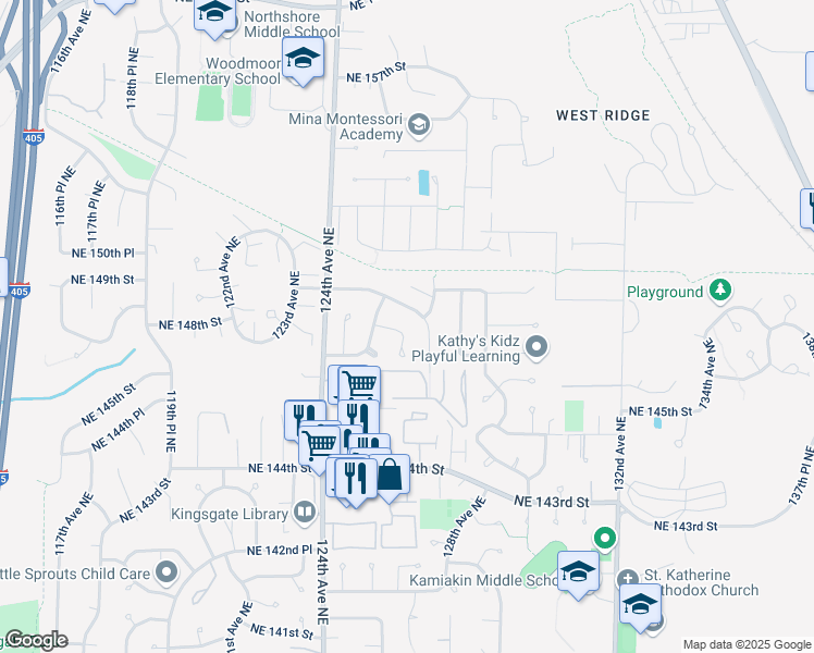 map of restaurants, bars, coffee shops, grocery stores, and more near 14662 126th Avenue Northeast in Woodinville