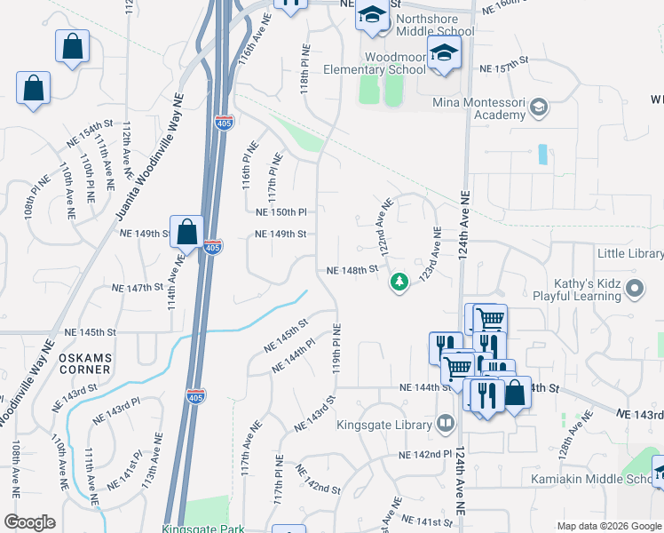 map of restaurants, bars, coffee shops, grocery stores, and more near 14535 119th Avenue Northeast in Kirkland