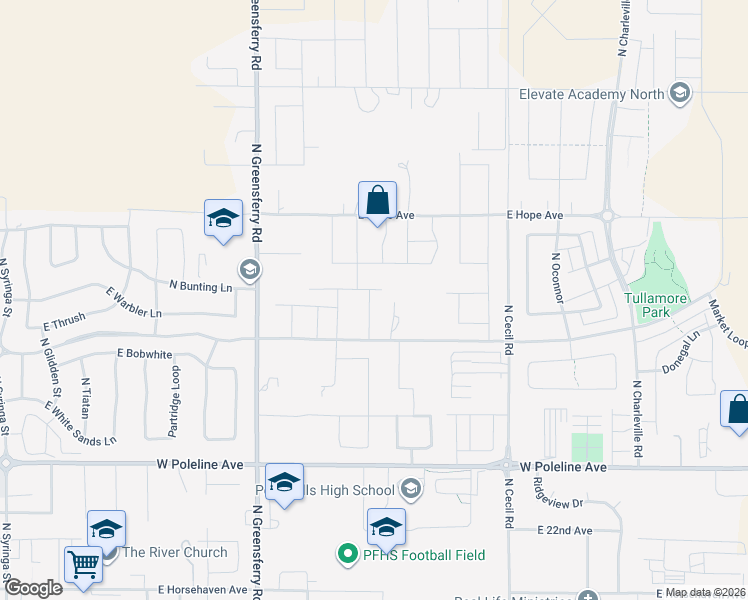 map of restaurants, bars, coffee shops, grocery stores, and more near 2839 East Wheelbarrow Road in Post Falls