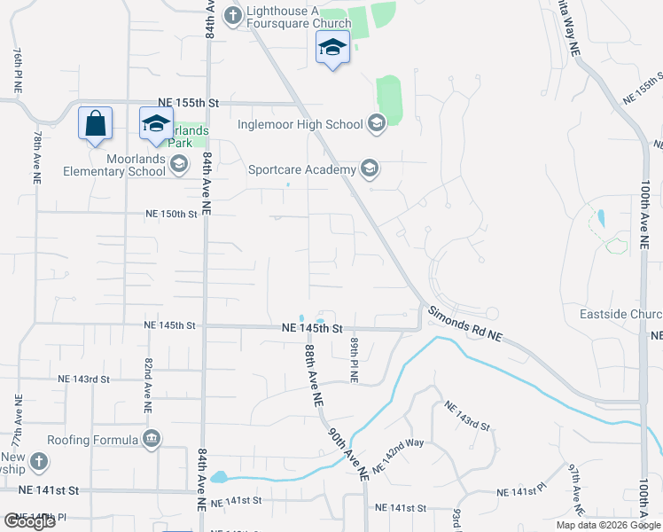 map of restaurants, bars, coffee shops, grocery stores, and more near 8827 Northeast 148th Place in Kenmore