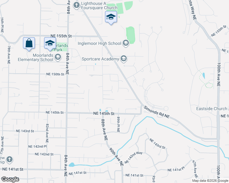 map of restaurants, bars, coffee shops, grocery stores, and more near 8819 Northeast 149th Place in Kenmore