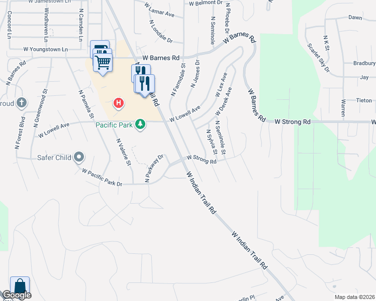 map of restaurants, bars, coffee shops, grocery stores, and more near 8552 North Farmdale Street in Spokane