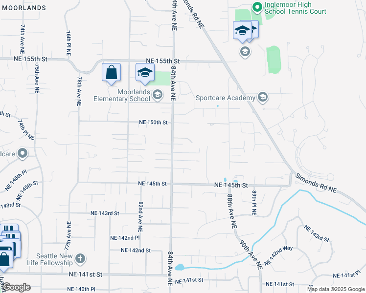 map of restaurants, bars, coffee shops, grocery stores, and more near 14812 84th Avenue Northeast in Kenmore