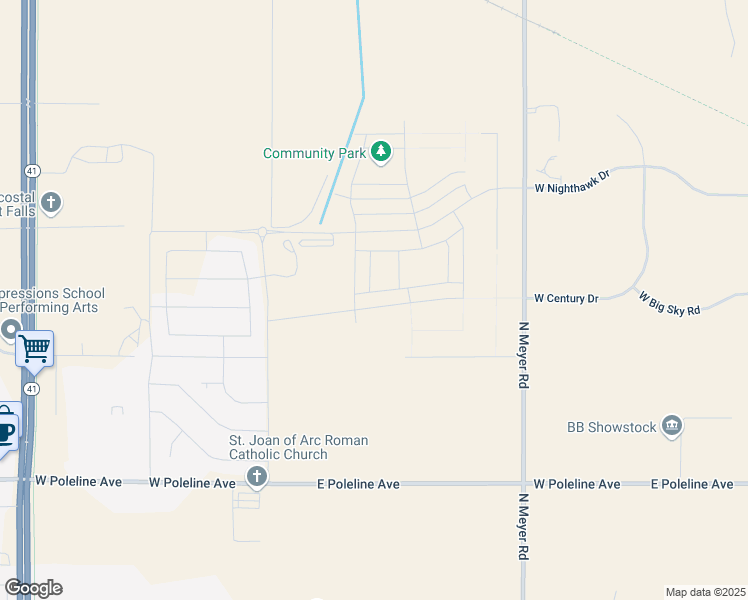 map of restaurants, bars, coffee shops, grocery stores, and more near 3281 North Meyer Road in Post Falls