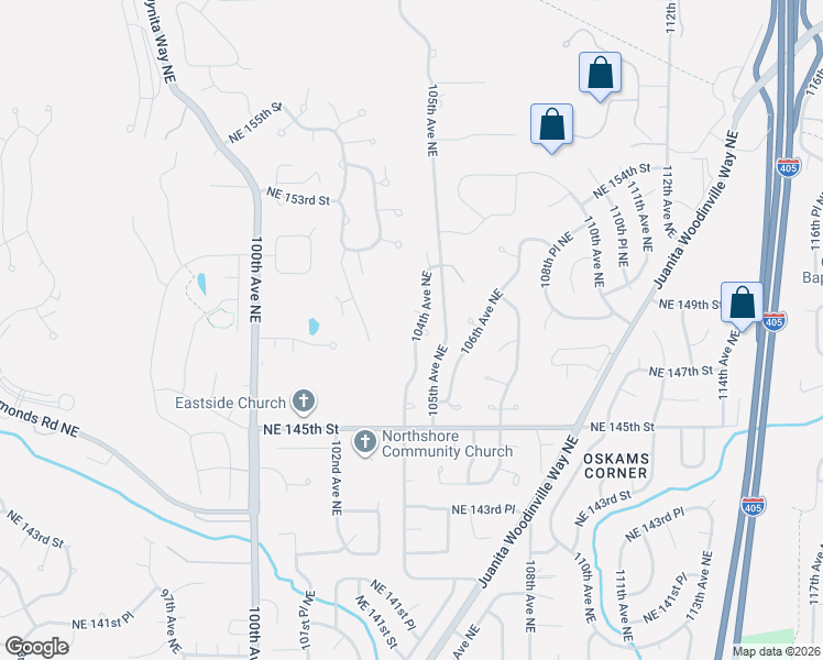 map of restaurants, bars, coffee shops, grocery stores, and more near 14909 104th Avenue Northeast in Bothell