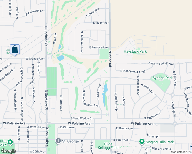 map of restaurants, bars, coffee shops, grocery stores, and more near 641 Bogie Drive in Post Falls