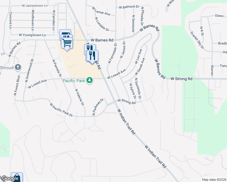 map of restaurants, bars, coffee shops, grocery stores, and more near 8552 North Farmdale Street in Spokane